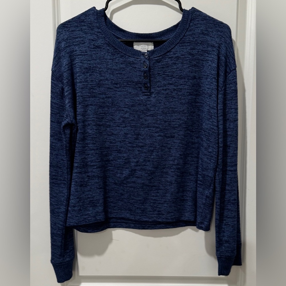 GAP Navy Buttoned Henley Top